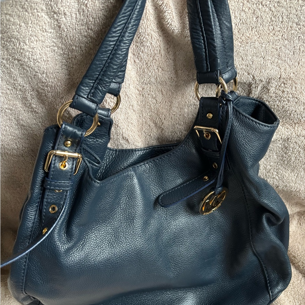 Michael Kors Navy Leather Tote Bag